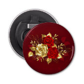 Drie juwelen Rozen Button Flesopener (Voorkant)