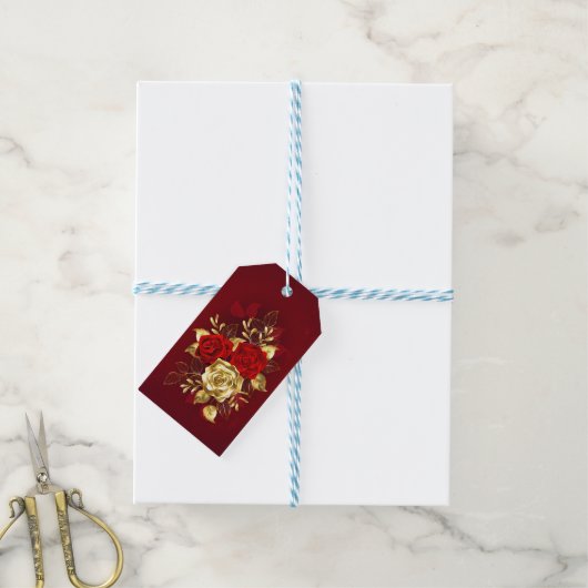 Drie juwelen Rozen Cadeaulabel (Met Touw)