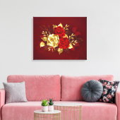 Drie juwelen Rozen Canvas Afdruk (Insitu (Woonkamer))