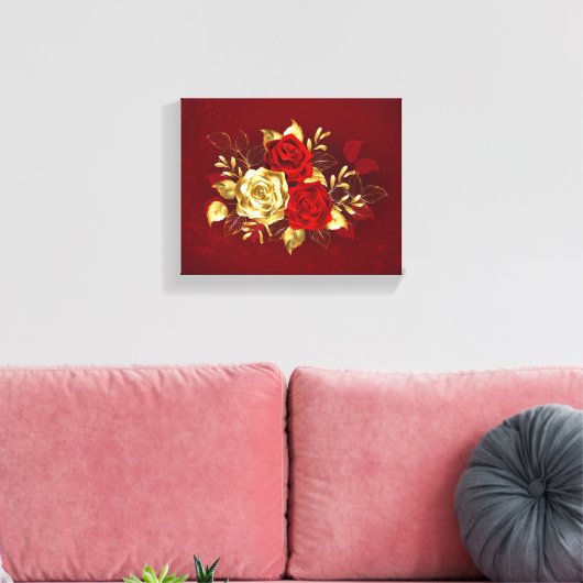Drie juwelen Rozen Canvas Afdruk (Insitu (Woonkamer))
