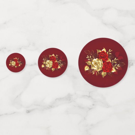 Drie juwelen Rozen Confetti (Achterkanten)