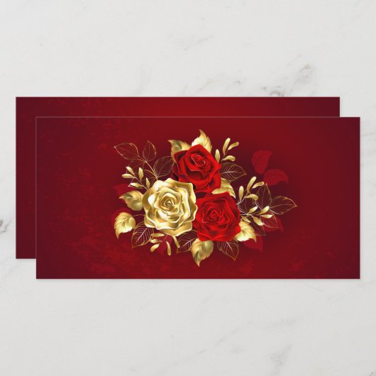 Drie juwelen Rozen Feestdagenkaart (Voorkant / Achterkant)