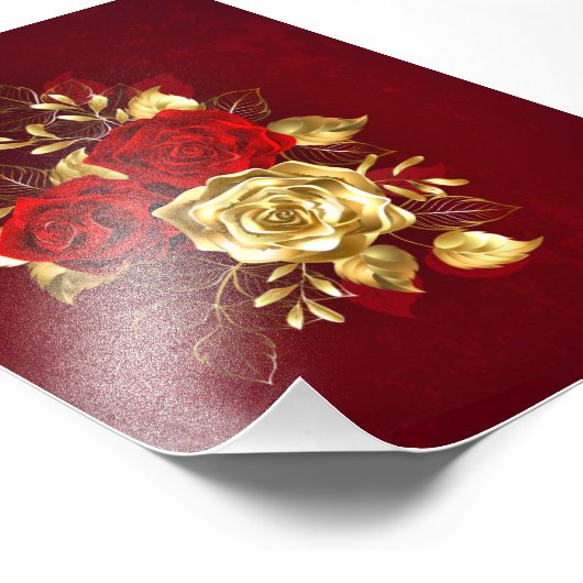 Drie juwelen Rozen Foto Afdruk (Hoek)