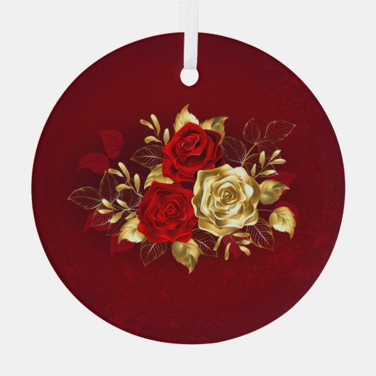 Drie juwelen Rozen Glas Ornament (Achterkant)