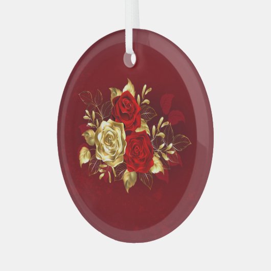 Drie juwelen Rozen Glas Ornament (Voorkant links)