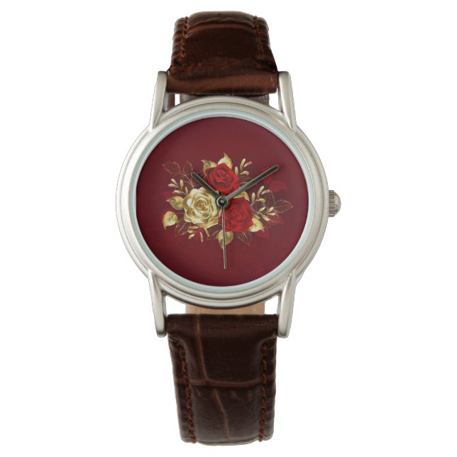 Drie juwelen Rozen Horloge (Voorkant)