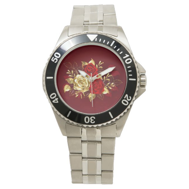 Drie juwelen Rozen Horloge (Voorkant)