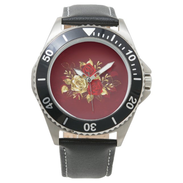 Drie juwelen Rozen Horloge (Voorkant)