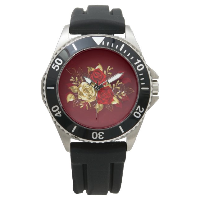Drie juwelen Rozen Horloge (Voorkant)