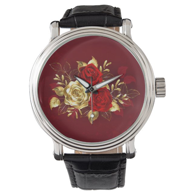 Drie juwelen Rozen Horloge (Voorkant)