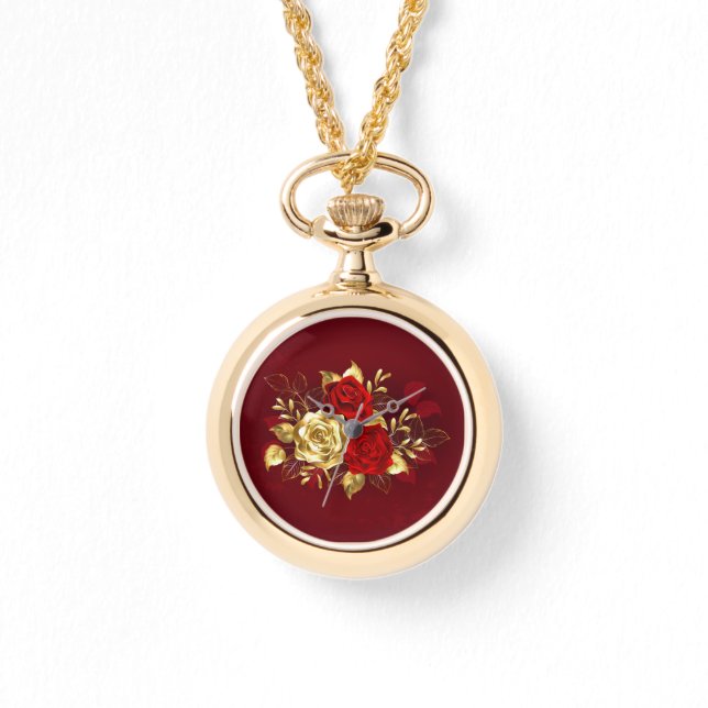 Drie juwelen Rozen Horloge (Voorkant)