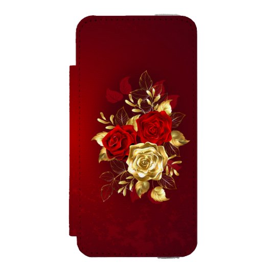 Drie juwelen Rozen Incipio iPhone Portemonnee Hoesje (Voorkant Agenda)