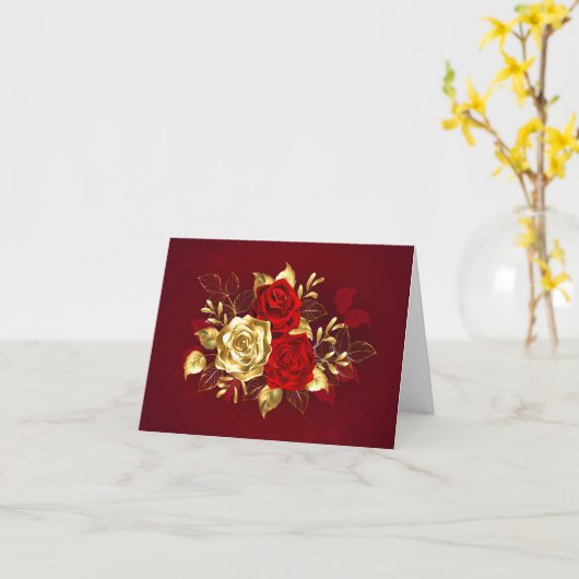 Drie juwelen Rozen Kaart (Gele Bloem)