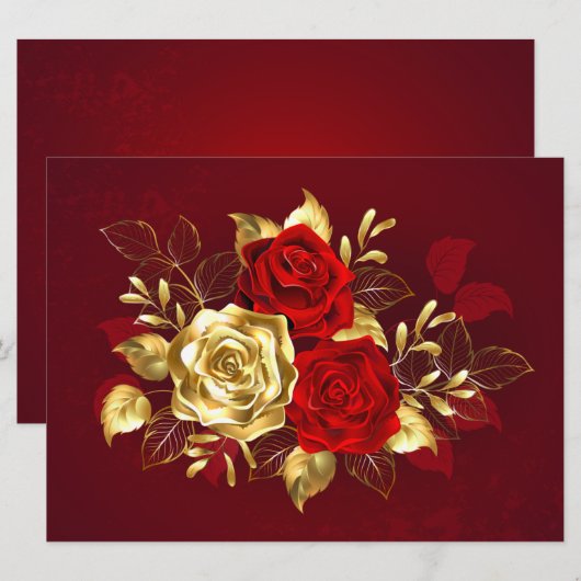 Drie juwelen Rozen Kaart (Voorkant / Achterkant)