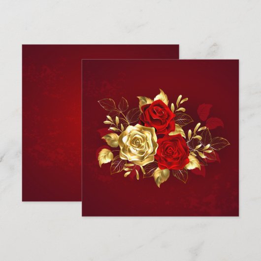 Drie juwelen Rozen Kaart (Voorkant / Achterkant)