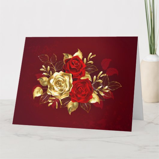 Drie juwelen Rozen Kaart (Voorkant)