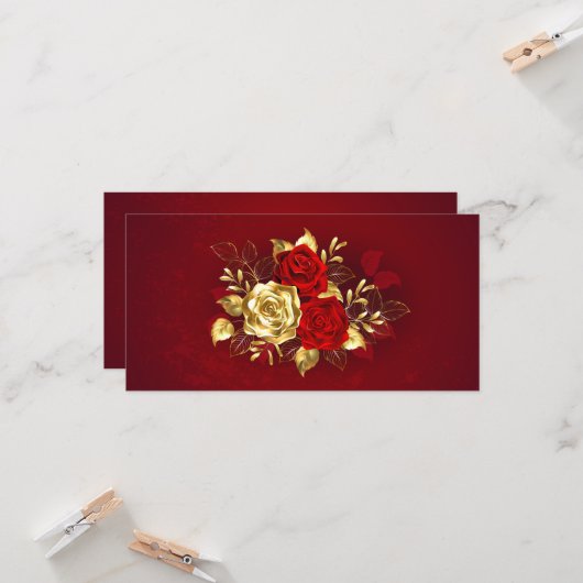 Drie juwelen Rozen Kaart (Voorkant / Achterkant in situ)