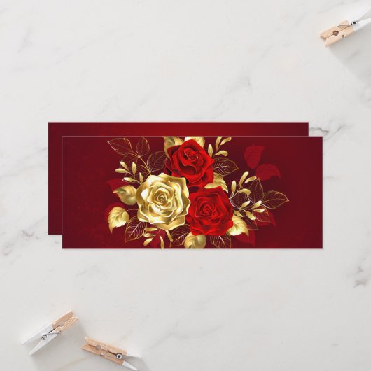 Drie juwelen Rozen Kaart (Voorkant / Achterkant in situ)