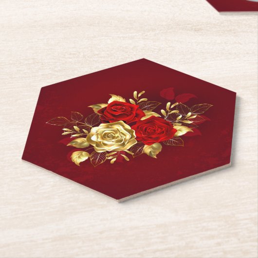 Drie juwelen Rozen Kartonnen Onderzetters (Schuin)