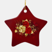 Drie juwelen Rozen Keramisch Ornament (Voorkant)