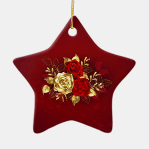 Drie juwelen Rozen Keramisch Ornament