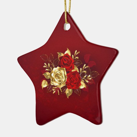 Drie juwelen Rozen Keramisch Ornament (Links)