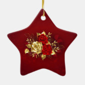 Drie juwelen Rozen Keramisch Ornament (Achterkant)