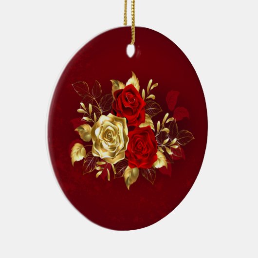 Drie juwelen Rozen Keramisch Ornament (Rechts)