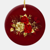 Drie juwelen Rozen Keramisch Ornament (Achterkant)