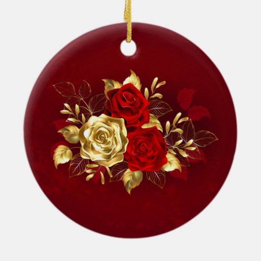 Drie juwelen Rozen Keramisch Ornament (Achterkant)