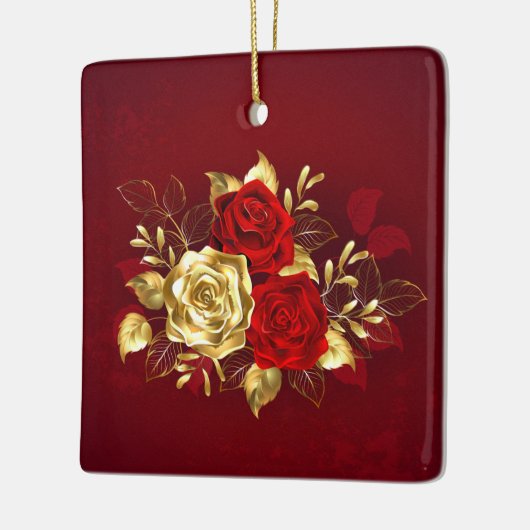 Drie juwelen Rozen Keramisch Ornament (Links)