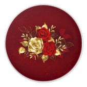 Drie juwelen Rozen Keramische Knop (Voorkant)