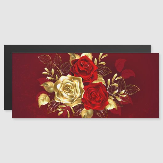 Drie juwelen Rozen Magnetische Uitnodiging (Voorkant / Achterkant)
