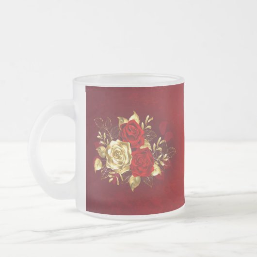 Drie juwelen Rozen Matglas Koffiemok (Links)