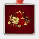 Drie juwelen Rozen Metalen Ornament (Voorkant)