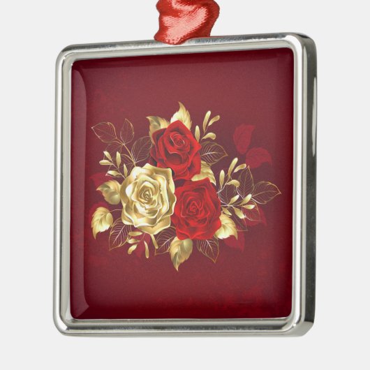 Drie juwelen Rozen Metalen Ornament (Links)