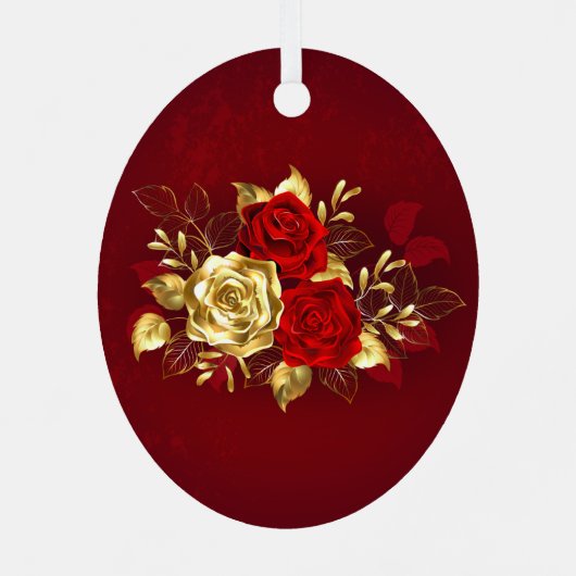 Drie juwelen Rozen Metalen Ornament (Achterkant)