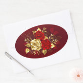 Drie juwelen Rozen Ovale Sticker (Envelop)
