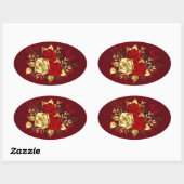 Drie juwelen Rozen Ovale Sticker (Vel)