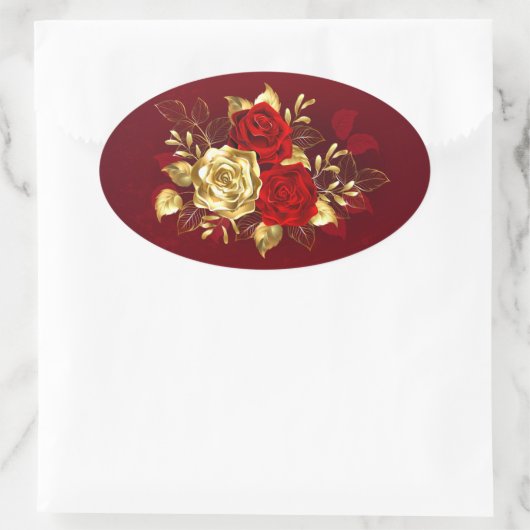 Drie juwelen Rozen Ovale Sticker (Tas)