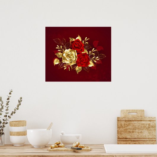 Drie juwelen Rozen Poster (Keuken)