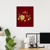 Drie juwelen Rozen Poster (Thuiskantoor)