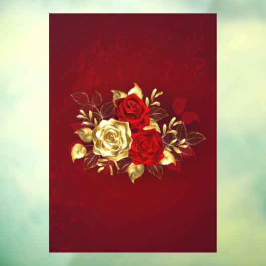 Drie juwelen Rozen Raamsticker (Vel 3)