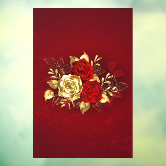 Drie juwelen Rozen Raamsticker (Vel 3)