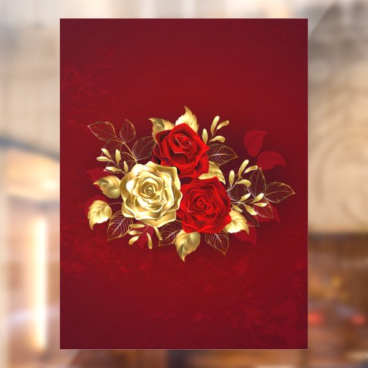 Drie juwelen Rozen Raamsticker (Vel 2)