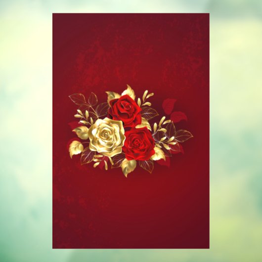 Drie juwelen Rozen Raamsticker (Vel 3)