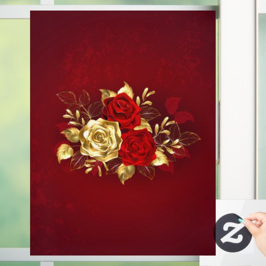 Drie juwelen Rozen Raamsticker (Huis)