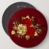 Drie juwelen Rozen Ronde Button 6,0 Cm (Voorkant /achterkant)