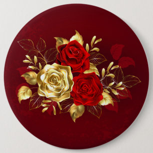 Drie juwelen Rozen Ronde Button 6,0 Cm