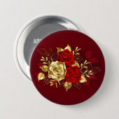 Drie juwelen Rozen Ronde Button 7,6 Cm (Voorkant /achterkant)